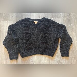 Luv Lane Black Cropped Sweater M Long Sleeve Pull Over Layering Y2K Style Top